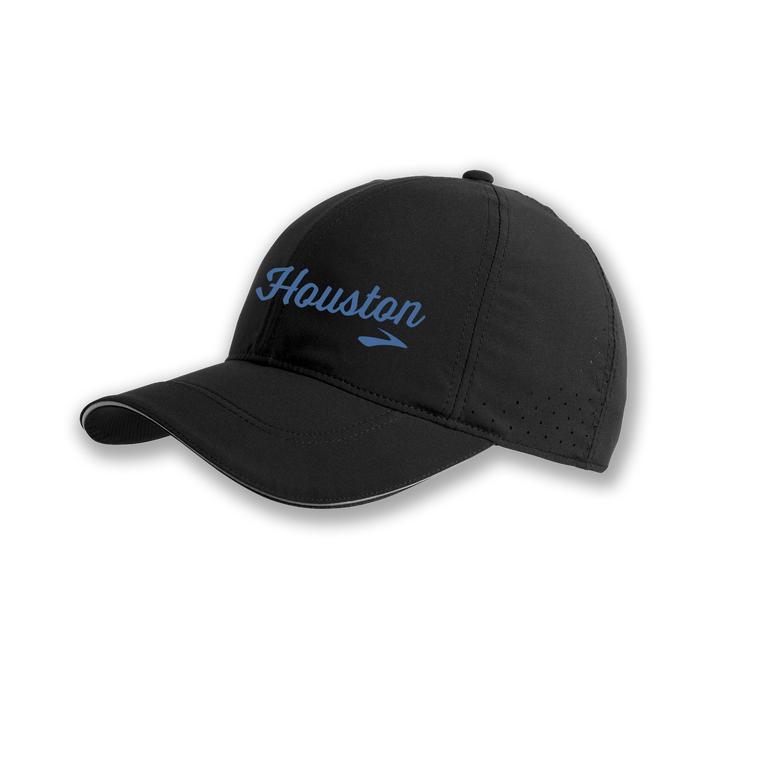 Brooks Womens Sherpa Running Hat - Black/RoyalBlue/Run Houston 13.1 (328905-PCT)